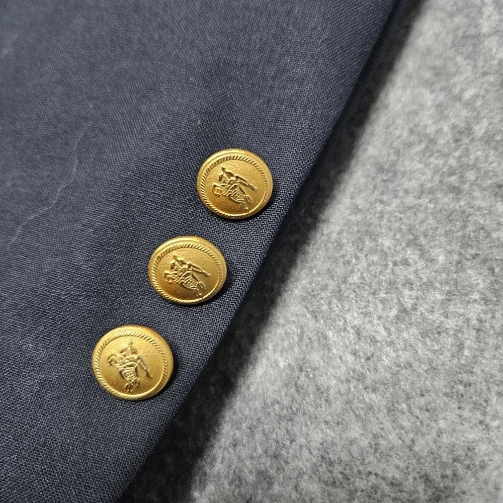 Vtg Burberry London Blazer Mens‎ 48L Navy Blue 100% Wool Single Breasted Button